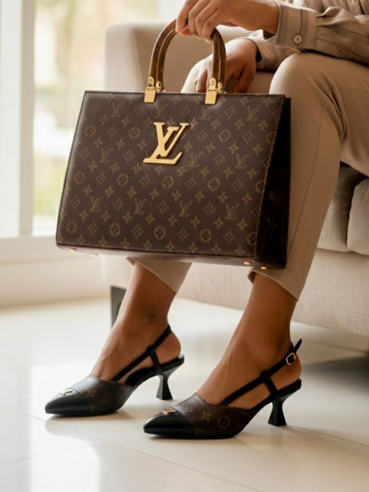 LV heel and handbag matching set luxury design