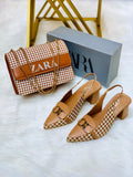 Zara Cheque Block Heel & Bag set