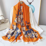 Golden Sun Rose Scarf in Tangerine and Pearl