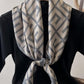 Artistic Abstract Satin Silk Scarf in Royal Blue and Ochre