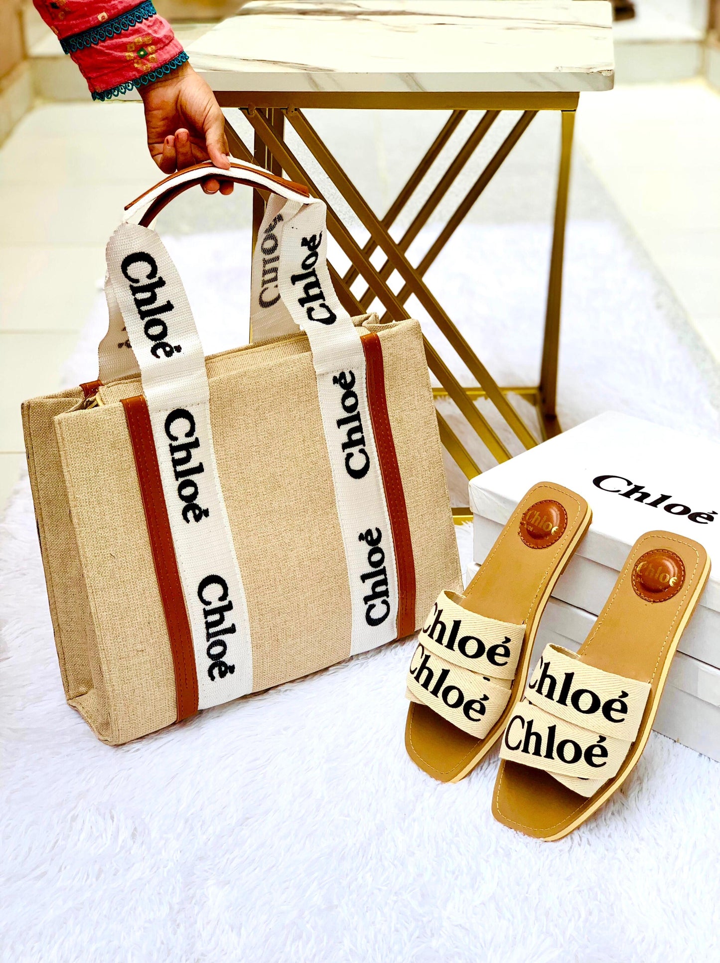 Chole Slipper & Bag Set