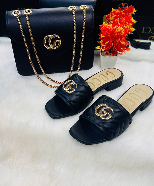 Gucci bag and Slipper