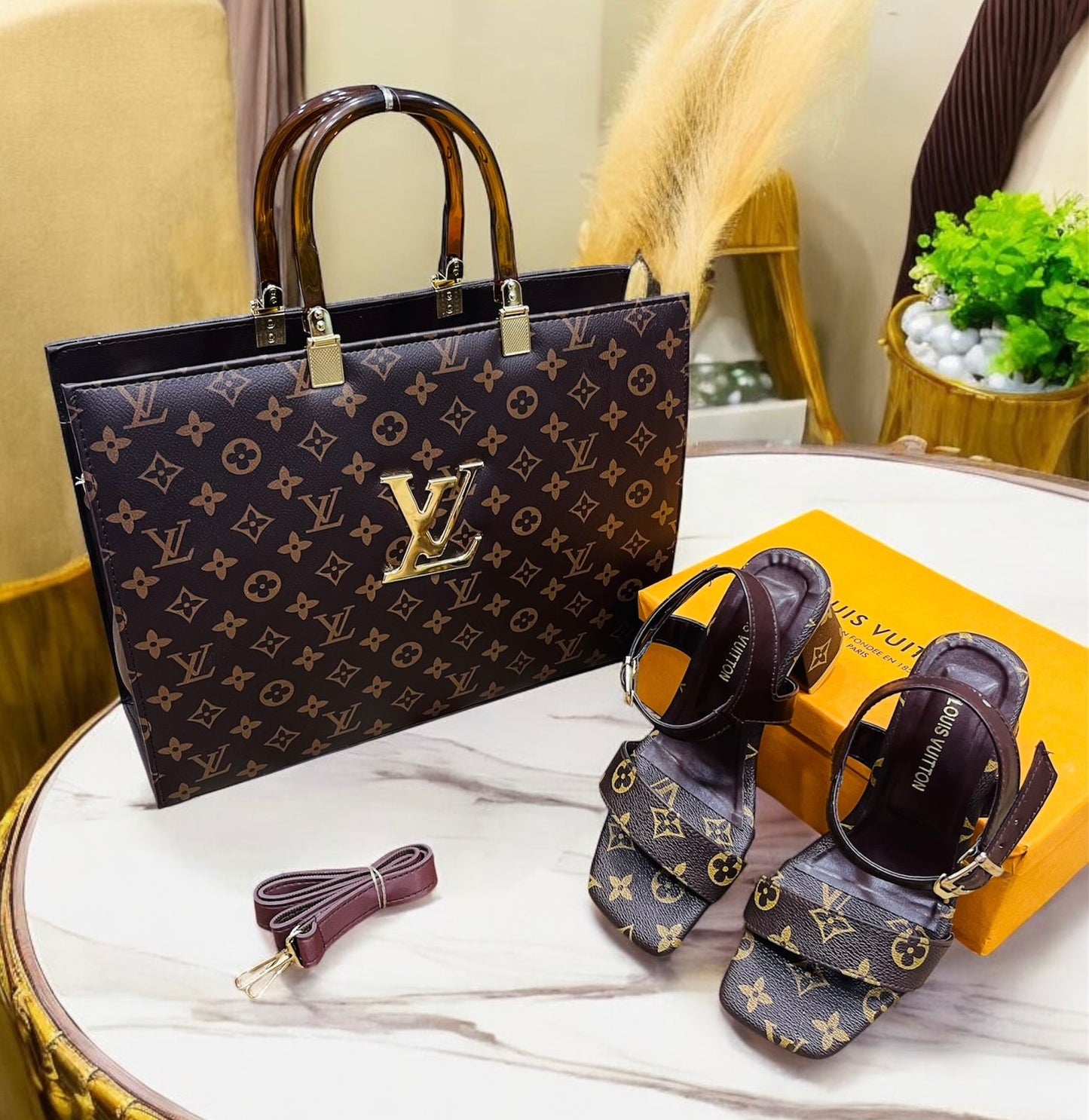 Louis Vuitton Block Heel & Bag Set