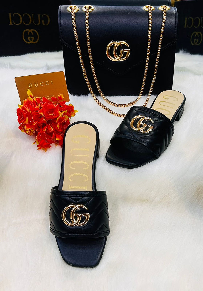 Gucci bag and Slipper