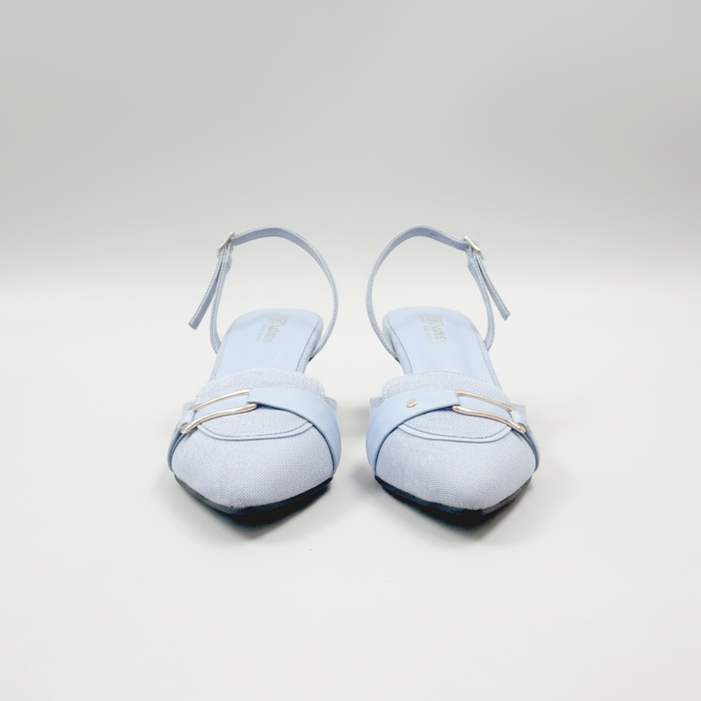 Denim Slingback Kitten Pumps